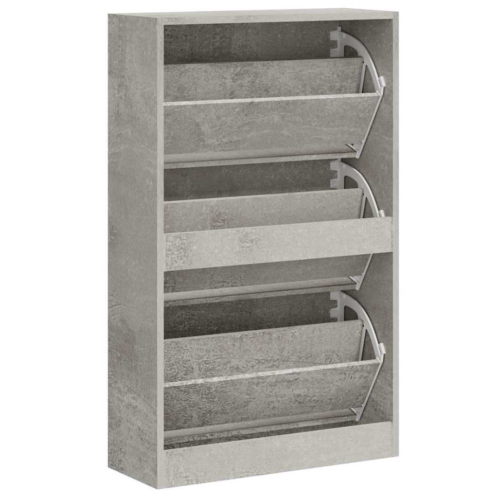 vidaXL Shoe Cabinet Concrete Grey 63x24x103 cm Engineered Wood 6