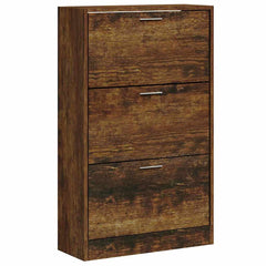 vidaXL Shoe Cabinet Smoked Oak 63x24x103 cm Engineered Wood 2