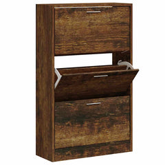 vidaXL Shoe Cabinet Smoked Oak 63x24x103 cm Engineered Wood 3