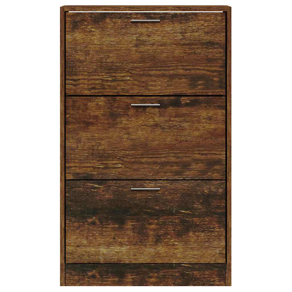 vidaXL Shoe Cabinet Smoked Oak 63x24x103 cm Engineered Wood 4