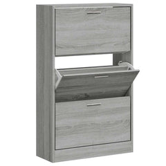 vidaXL Shoe Cabinet Grey Sonoma 63x24x103 cm Engineered Wood 3