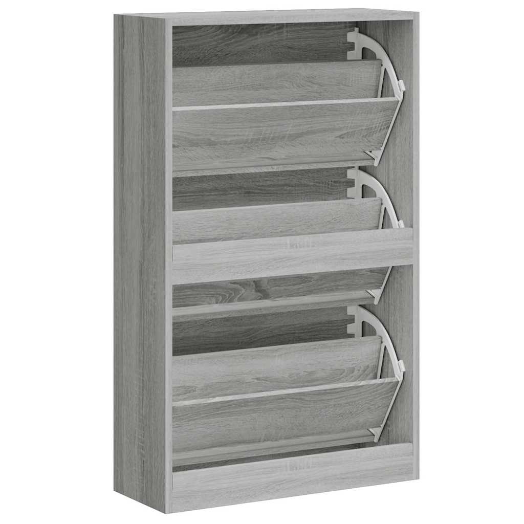 vidaXL Shoe Cabinet Grey Sonoma 63x24x103 cm Engineered Wood 6