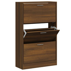 vidaXL Shoe Cabinet Brown Oak 63x24x103 cm Engineered Wood 3