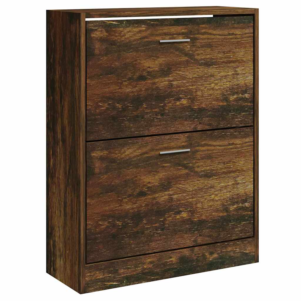 vidaXL Shoe Cabinet Smoked Oak 63x24x81 cm Engineered Wood 2
