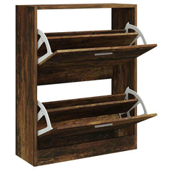 vidaXL Shoe Cabinet Smoked Oak 63x24x81 cm Engineered Wood 3