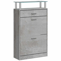 vidaXL Shoe Cabinet Concrete Grey 63x24x104 cm Engineered Wood 2