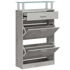 vidaXL Shoe Cabinet Concrete Grey 63x24x104 cm Engineered Wood 3