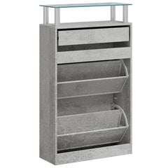 vidaXL Shoe Cabinet Concrete Grey 63x24x104 cm Engineered Wood 6