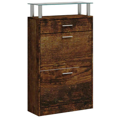 vidaXL Shoe Cabinet Smoked Oak 63x24x104 cm Engineered Wood 2