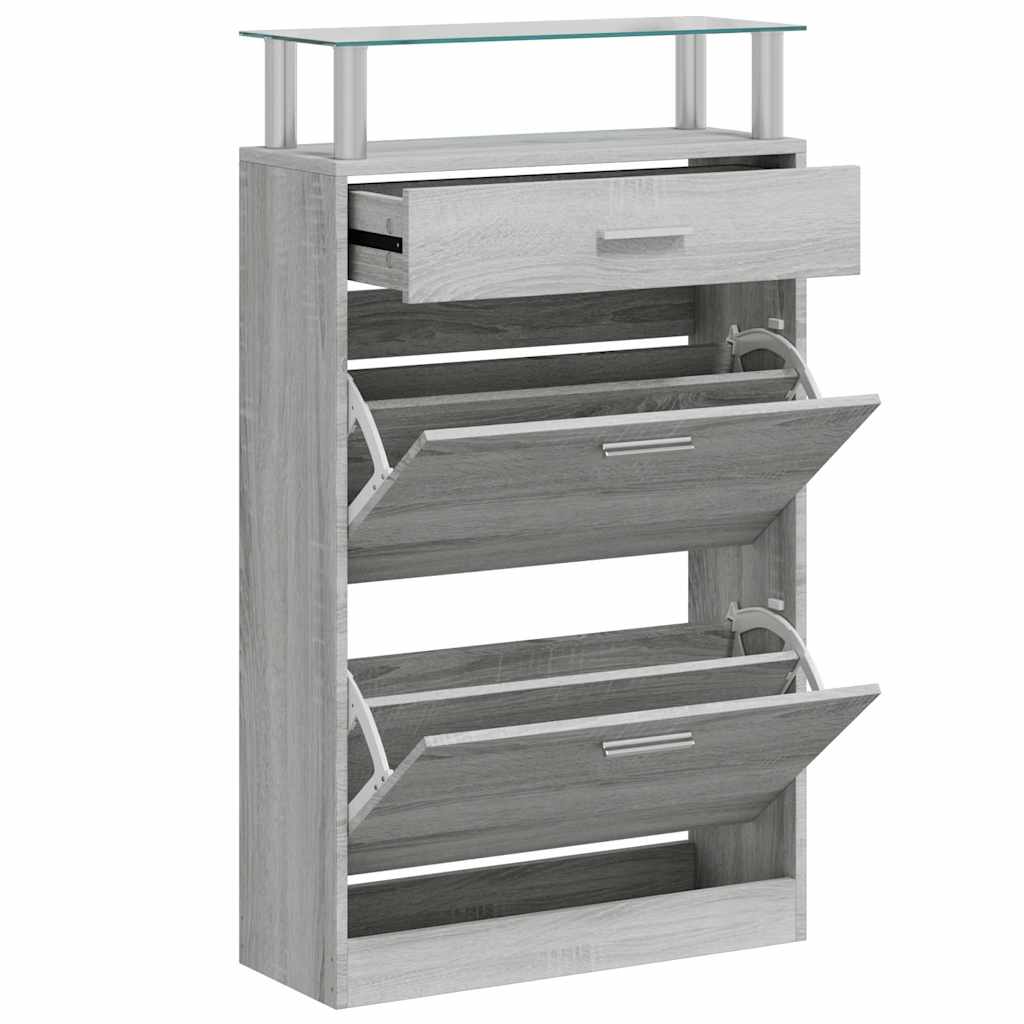vidaXL Shoe Cabinet Grey Sonoma 63x24x104 cm Engineered Wood 3