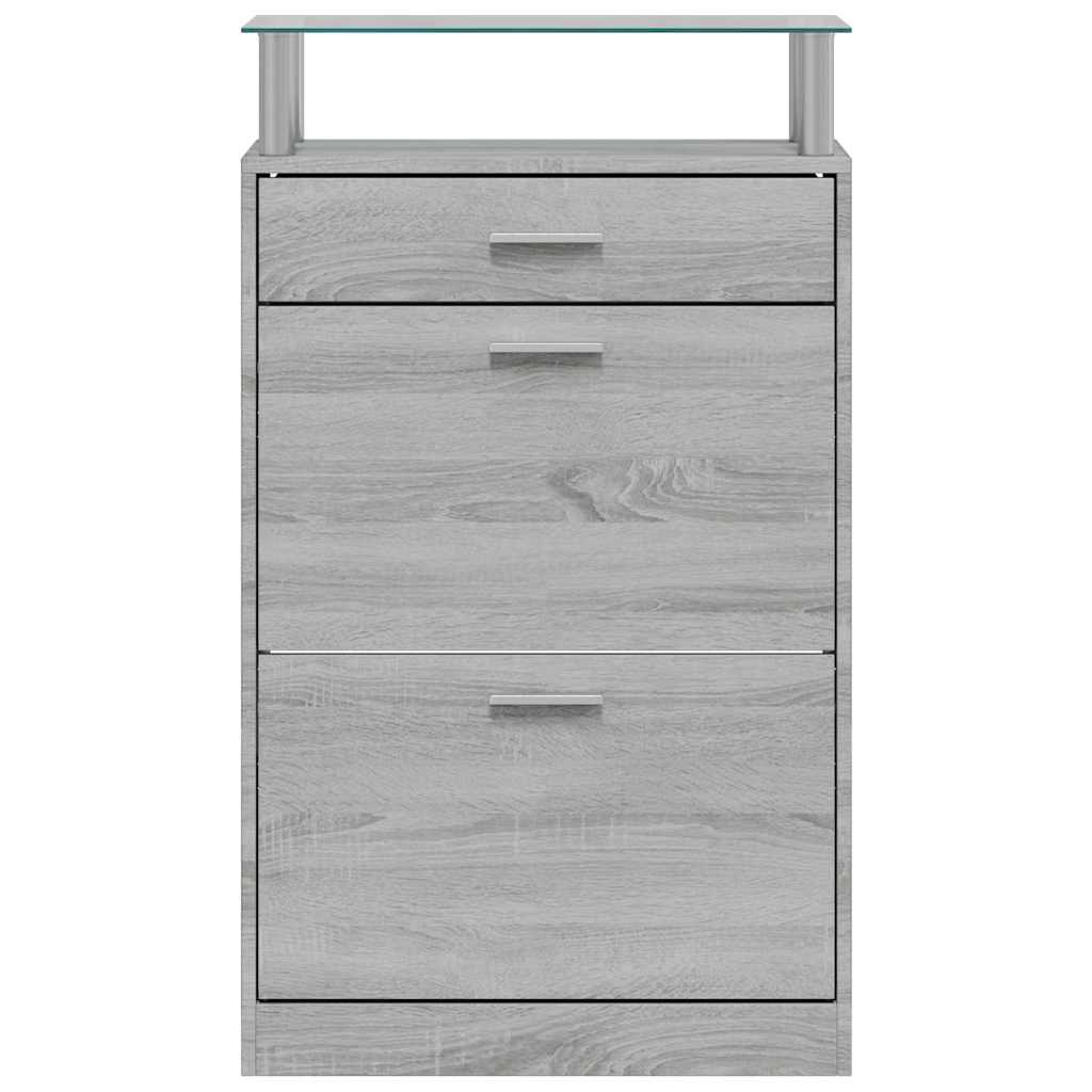 vidaXL Shoe Cabinet Grey Sonoma 63x24x104 cm Engineered Wood 4