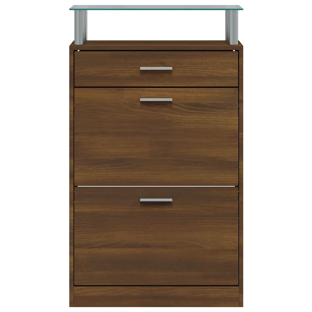vidaXL Shoe Cabinet Brown Oak 63x24x104 cm Engineered Wood 4