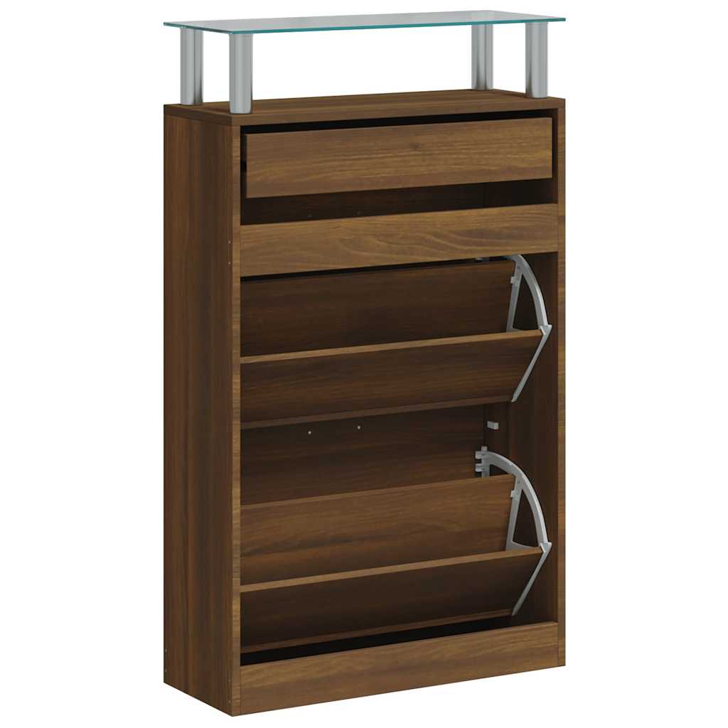 vidaXL Shoe Cabinet Brown Oak 63x24x104 cm Engineered Wood 6