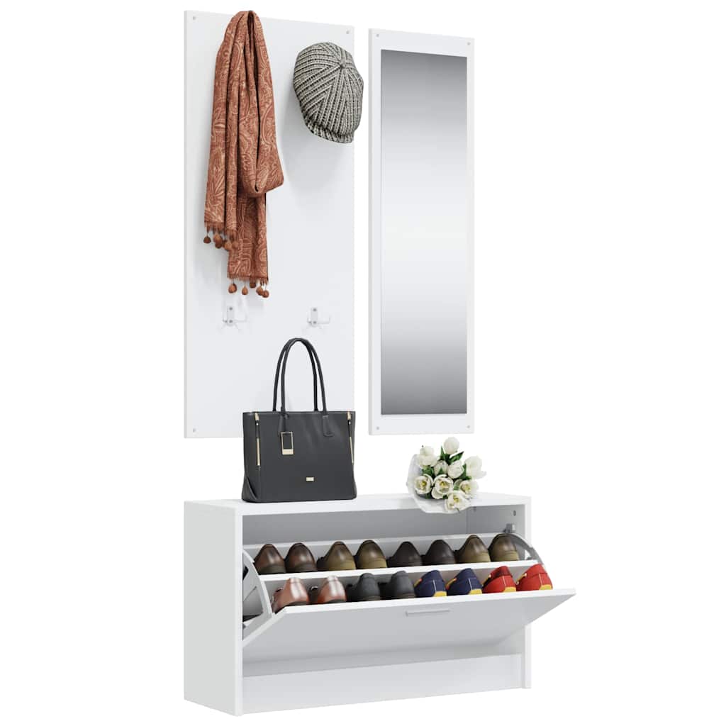 vidaXL 3-in-1 Shoe Cabinet Set White Engineered Wood 3
