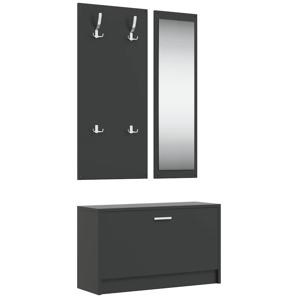 vidaXL 3-in-1 Shoe Cabinet Set Black Engineered Wood 2