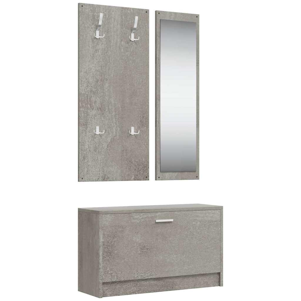 vidaXL 3-in-1 Shoe Cabinet Set Concrete Grey Engineered Wood 2