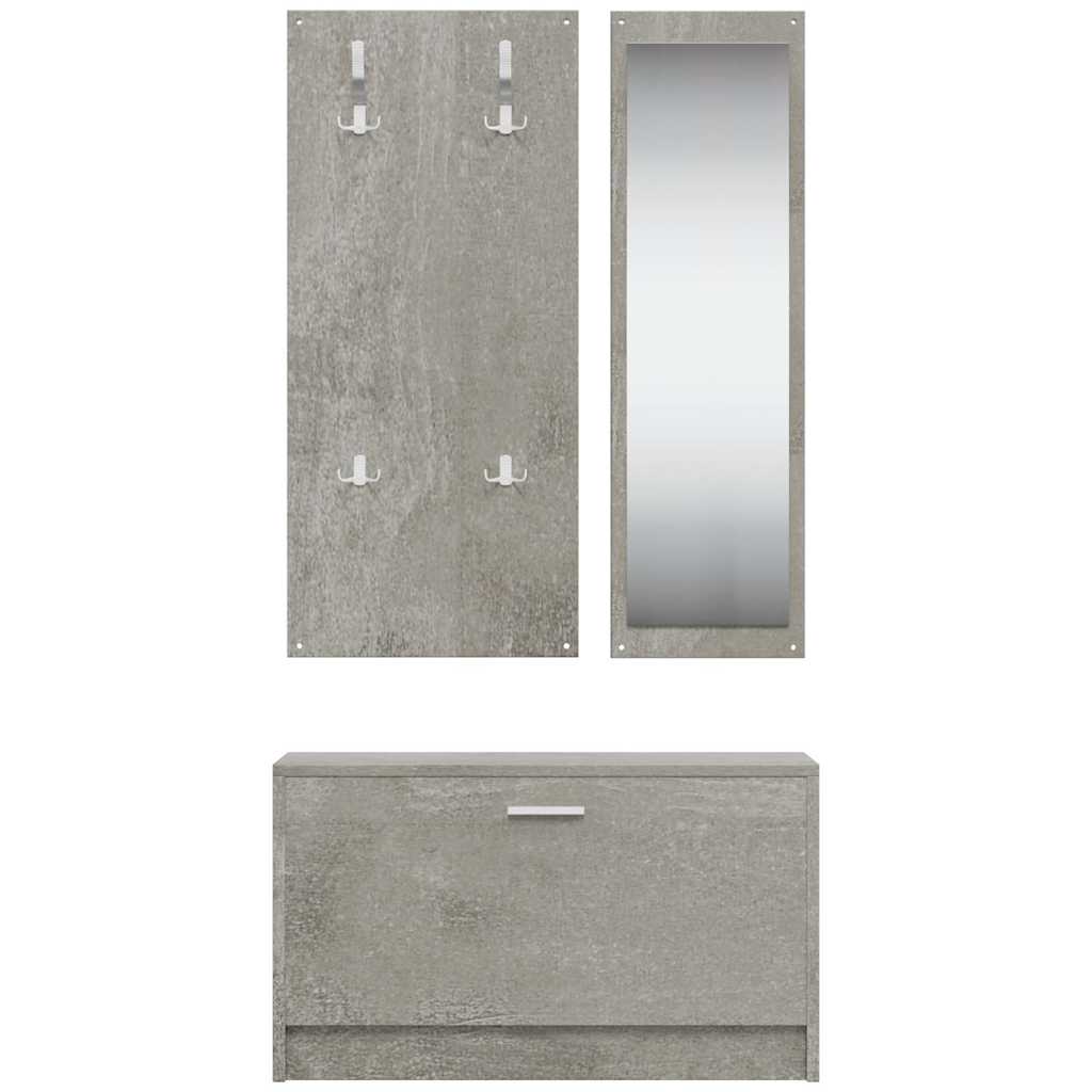 vidaXL 3-in-1 Shoe Cabinet Set Concrete Grey Engineered Wood 4