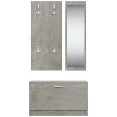 vidaXL 3-in-1 Shoe Cabinet Set Concrete Grey Engineered Wood 4
