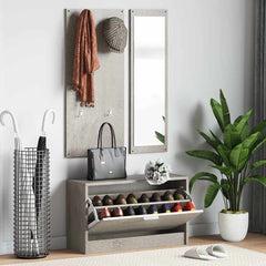 3-in-1 Shoe Cabinet Set Engineered Wood in Concrete Grey