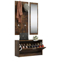 vidaXL 3-in-1 Shoe Cabinet Set Smoked Oak Engineered Wood 3