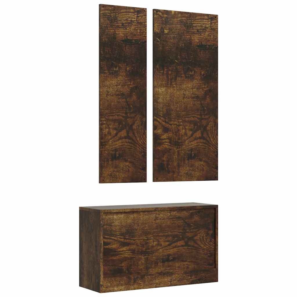 vidaXL 3-in-1 Shoe Cabinet Set Smoked Oak Engineered Wood 6