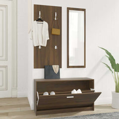 3-in-1 Shoe Cabinet Set Engineered Wood in Brown Oak