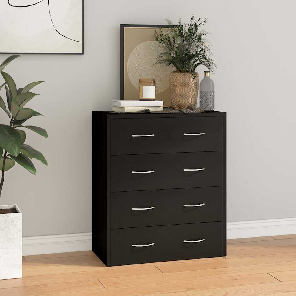 vidaXL Sideboard with 4 Drawers 60x30.5x71 cm Black 1