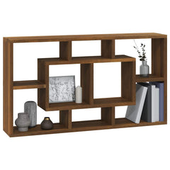 vidaXL Wall Display Shelf 8 Compartments Brown Oak 3