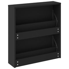 vidaXL Shoe Cabinet with Mirror 2-Layer Black 63x17x67 cm 6