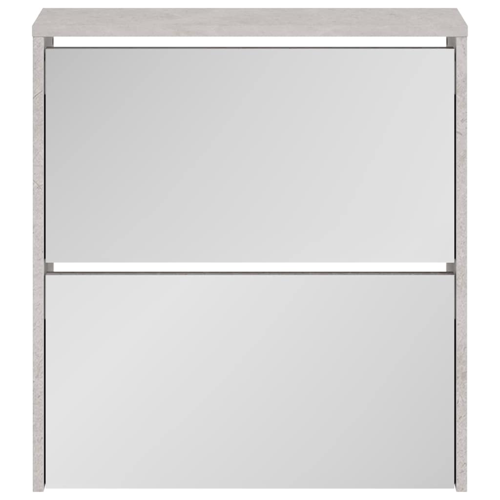 vidaXL Shoe Cabinet with Mirror 2-Layer Concrete Grey 63x17x67 cm 4