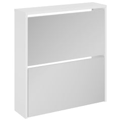 vidaXL Shoe Cabinet with Mirror 2-Layer High Gloss White 63x17x67 cm 2