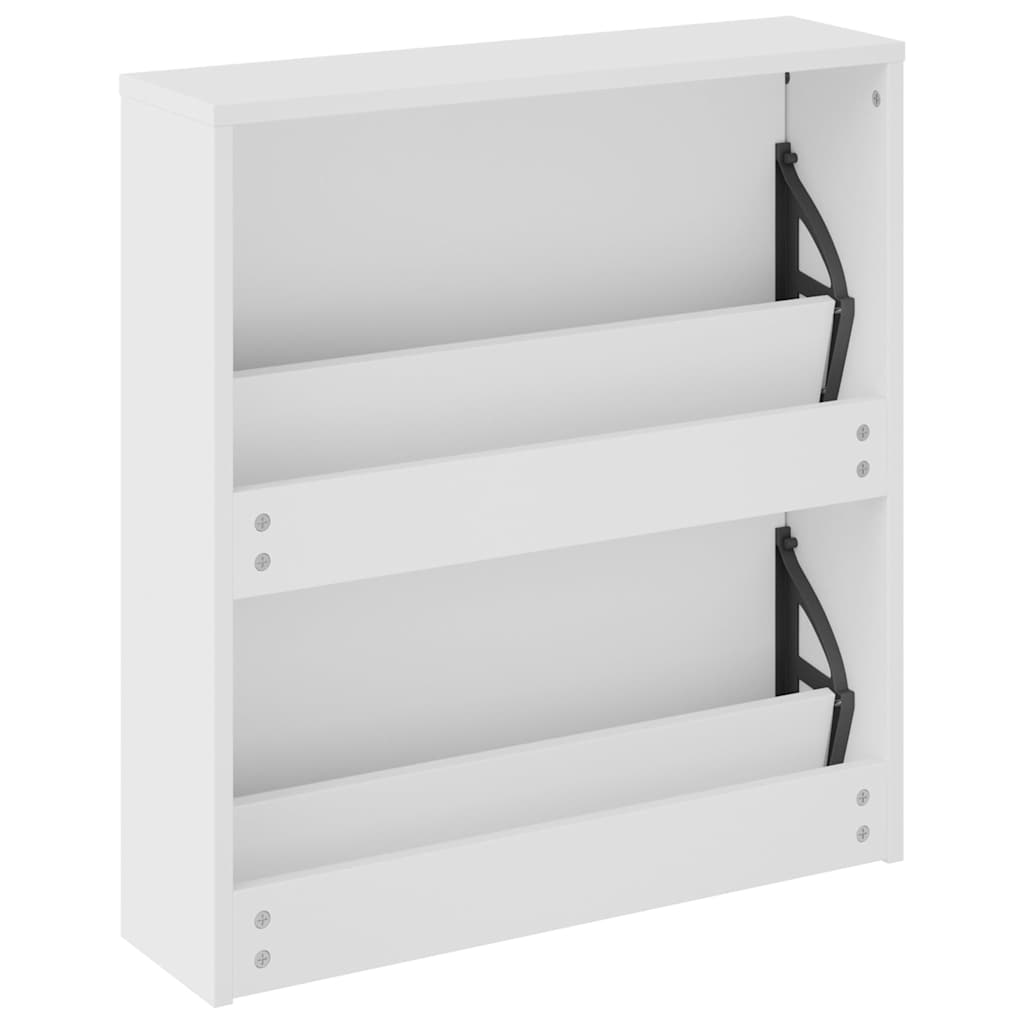 vidaXL Shoe Cabinet with Mirror 2-Layer High Gloss White 63x17x67 cm 6