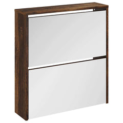 vidaXL Shoe Cabinet with Mirror 2-Layer Smoked Oak 63x17x67 cm 2