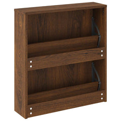 vidaXL Shoe Cabinet with Mirror 2-Layer Brown Oak 63x17x67 cm 6