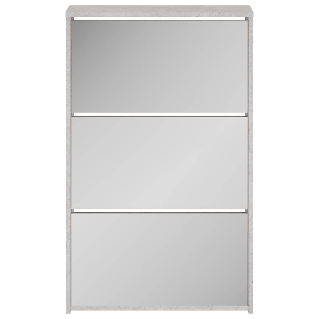 vidaXL Shoe Cabinet with Mirror 3-Layer Concrete Grey 63x17x102.5 cm 4