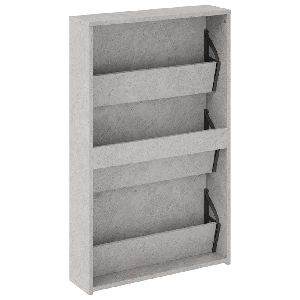 vidaXL Shoe Cabinet with Mirror 3-Layer Concrete Grey 63x17x102.5 cm 6