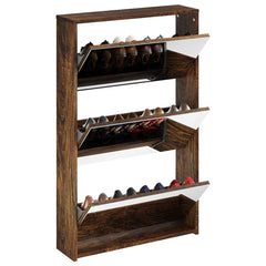 vidaXL Shoe Cabinet with Mirror 3-Layer Smoked Oak 63x17x102.5 cm 3