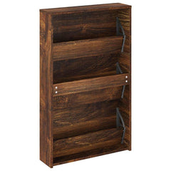 vidaXL Shoe Cabinet with Mirror 3-Layer Smoked Oak 63x17x102.5 cm 6