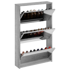 vidaXL Shoe Cabinet with Mirror 3-Layer Grey Sonoma 63x17x102.5 cm 3