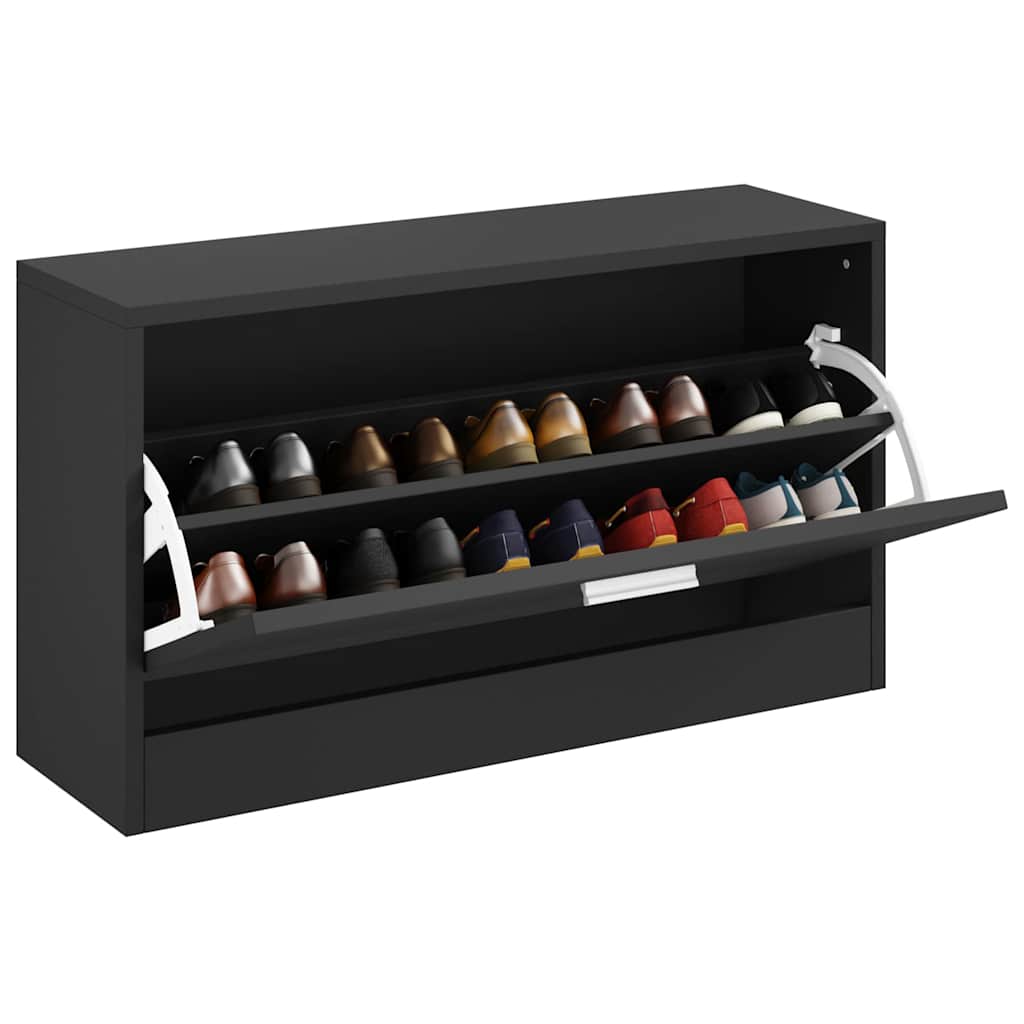 vidaXL Shoe Bench Black 80x24x45 cm Engineered Wood 3