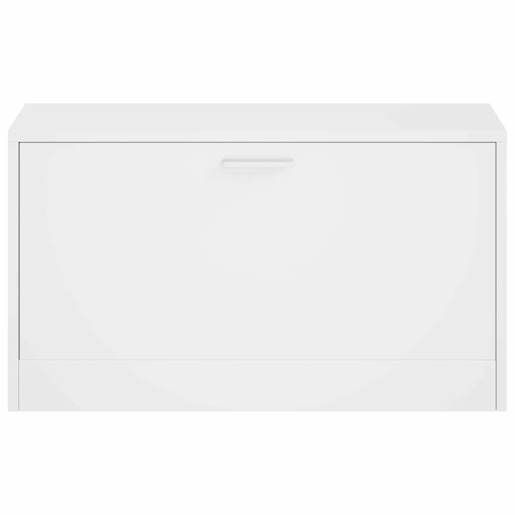 vidaXL Shoe Bench High Gloss White 80x24x45 cm Engineered Wood 4