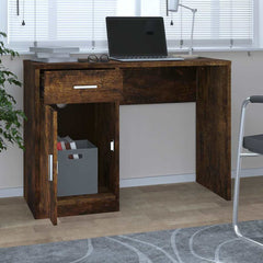 vidaXL Desk | Smoked Oak | Engineered Wood | 100 cm x 40 cm x 73 cm | Desk 3