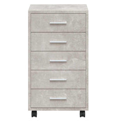 vidaXL Drawer Cabinet with Castors Concrete Grey Engineered Wood 6