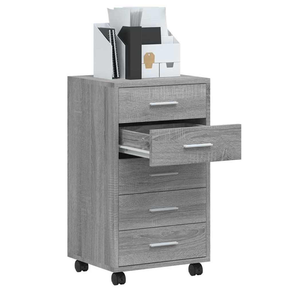 Drawer Cabinet with Castors Grey Sonoma Engineered Wood, image 4