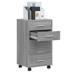 Drawer Cabinet with Castors Grey Sonoma Engineered Wood, image 4
