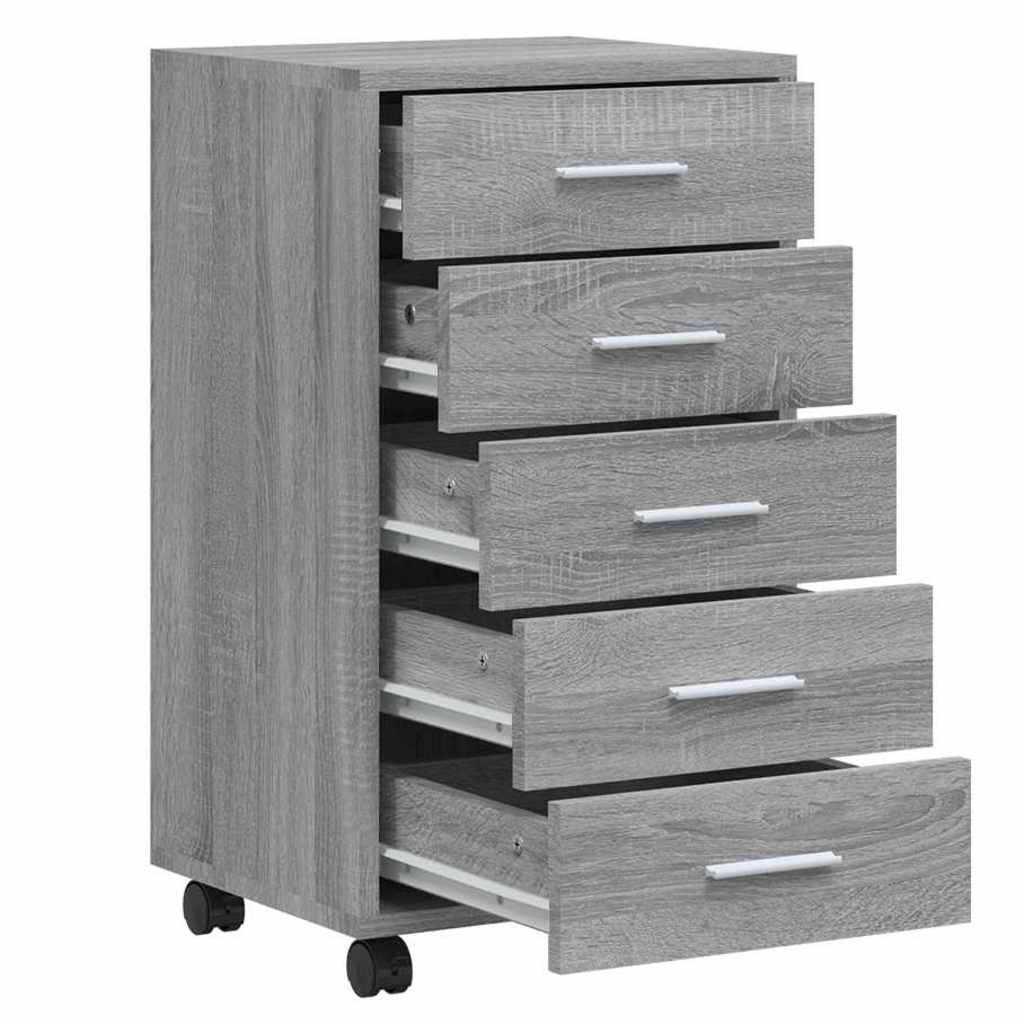 Drawer Cabinet with Castors Engineered Wood Grey sonoma