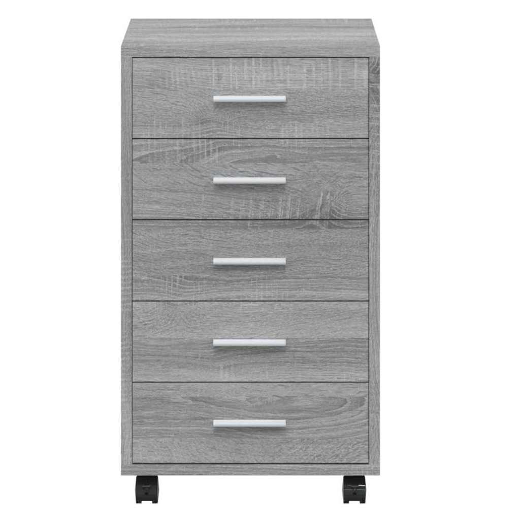 Drawer Cabinet with Castors Grey Sonoma Engineered Wood, image 6