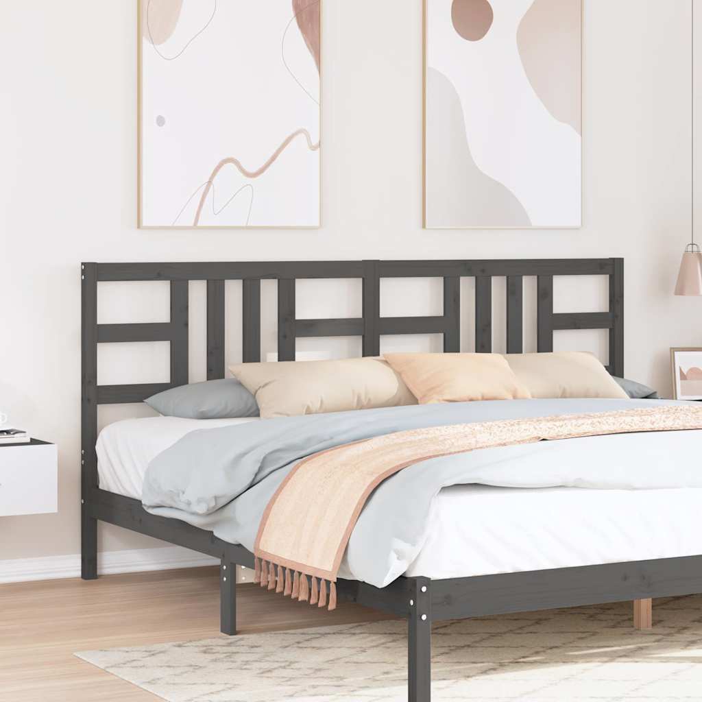 vidaXL Bed Headboard | Grey | Solid Pine Wood | 206 cm x 4 cm x 100 cm 1