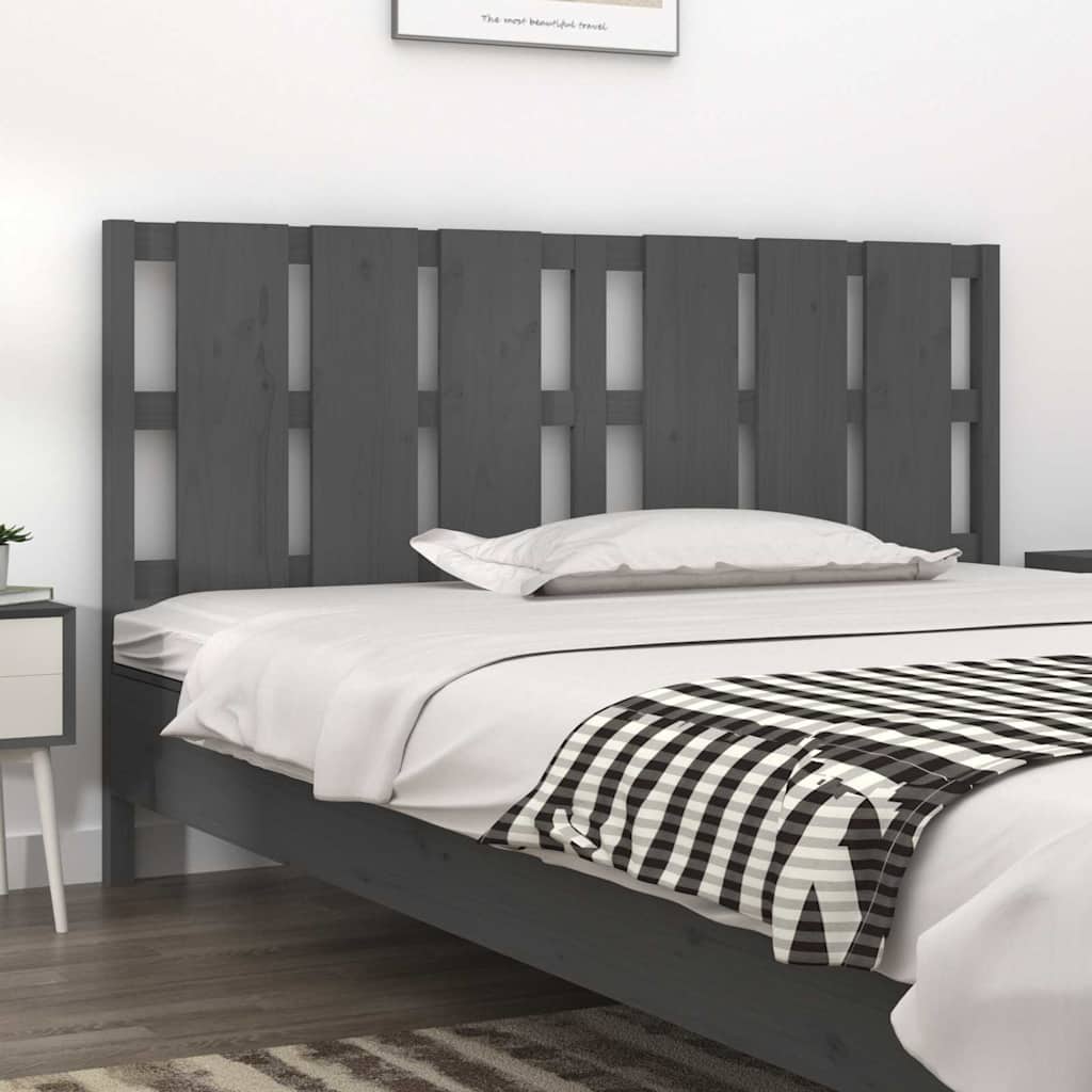 vidaXL Bed Headboard | Grey | Solid pine wood | 165.5x4x100 cm 1