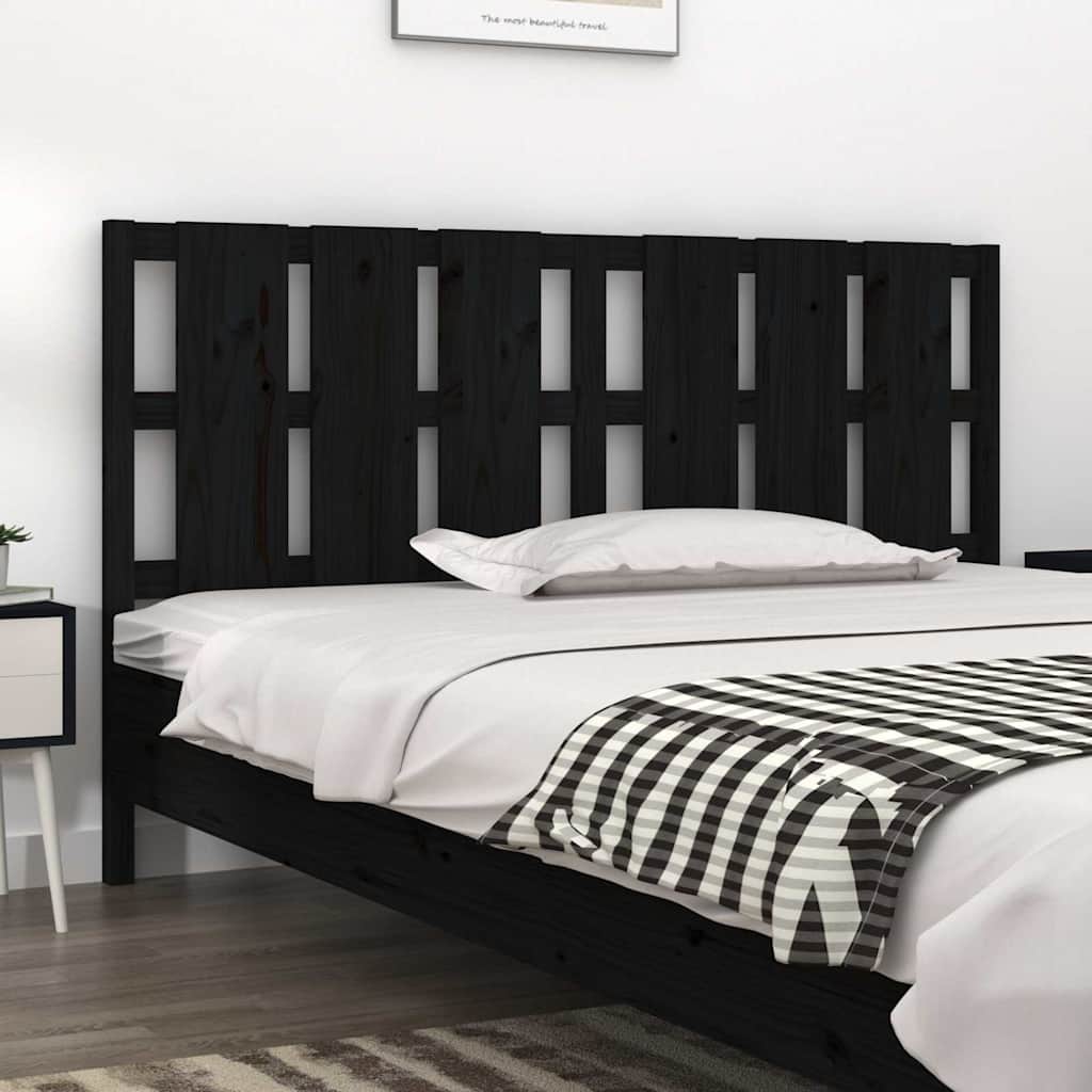 vidaXL Bed Headboard | Black | Solid pine wood | Decorative Inlays 1